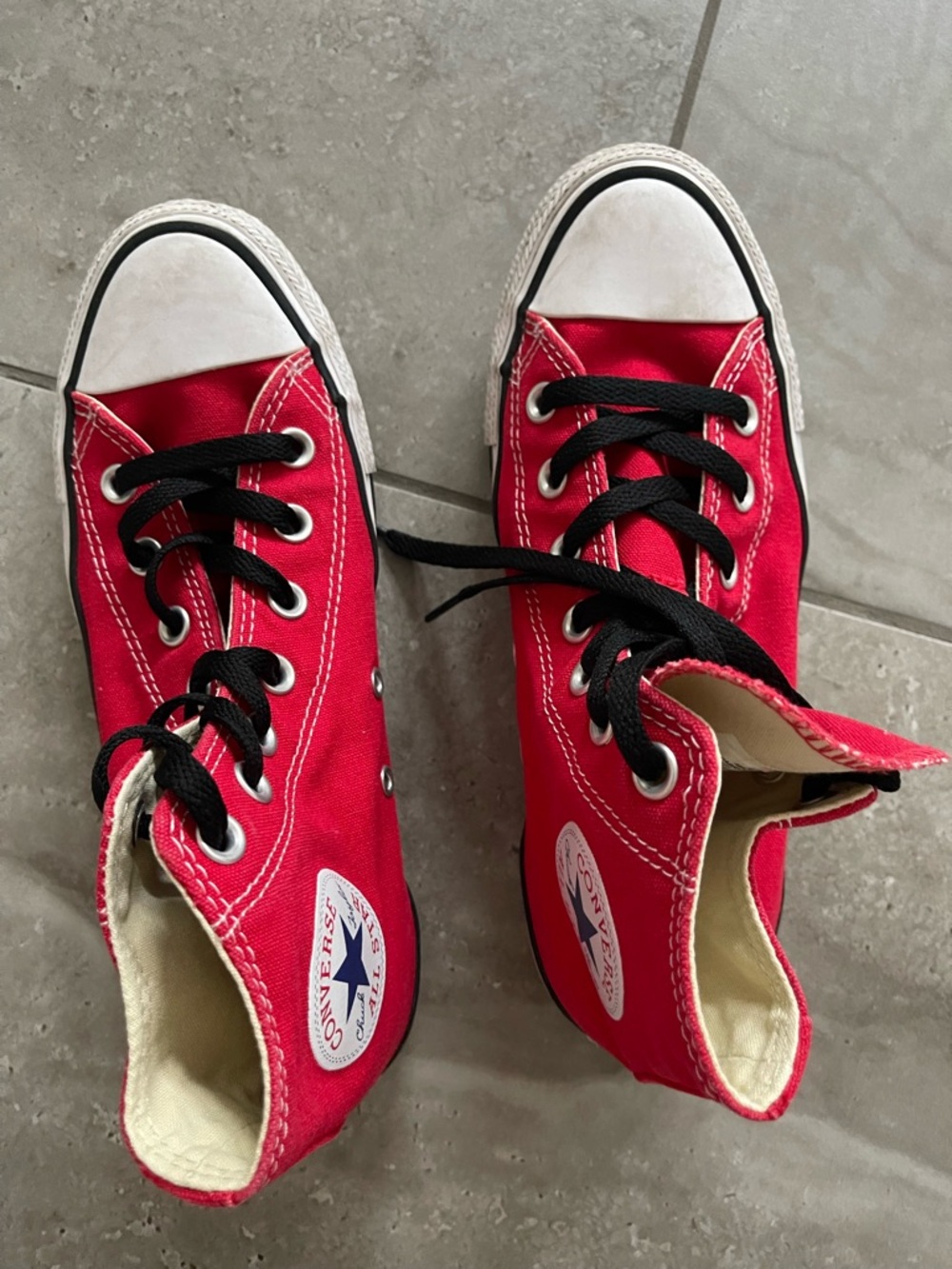 Converse Red High-Top Canvas Sneakers with Black Laces